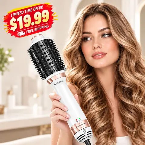 4-in-1 Thermal Blow Dryer Brush - Professional Hot Air Styler with Hot Comb, Straightening Tool, Dual-Mode, Comfort Handle, Lightweight Thermal Brush for Blowout Hair, All Hair Types, Beach Waves, Bouncy Curls, Perfect Gift