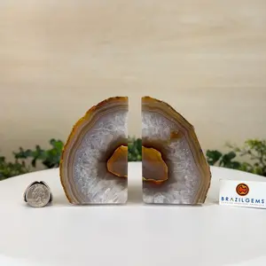 Natural Brazilian Agate Bookends, 3.5 lbs & 4.5" Tall #5151NA-068