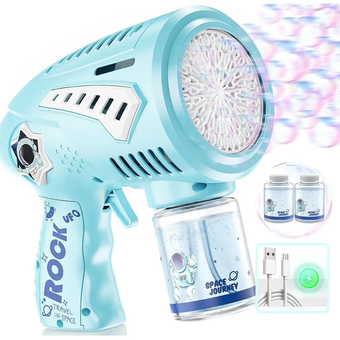 004-P  Bubble Gun - 72 Holes Wands Rechargeable Bubbles Blaster with LED Light - Bubble Machine for Kids - Outdoor Party Birthday Toys Gifts for Ages 3+ Year Old Boys/Girls