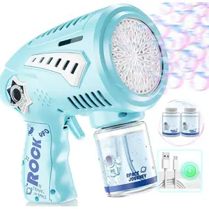 004-P  Bubble Gun - 72 Holes Wands Rechargeable Bubbles Blaster with LED Light - Bubble Machine for Kids - Outdoor Party Birthday Toys Gifts for Ages 3+ Year Old Boys/Girls