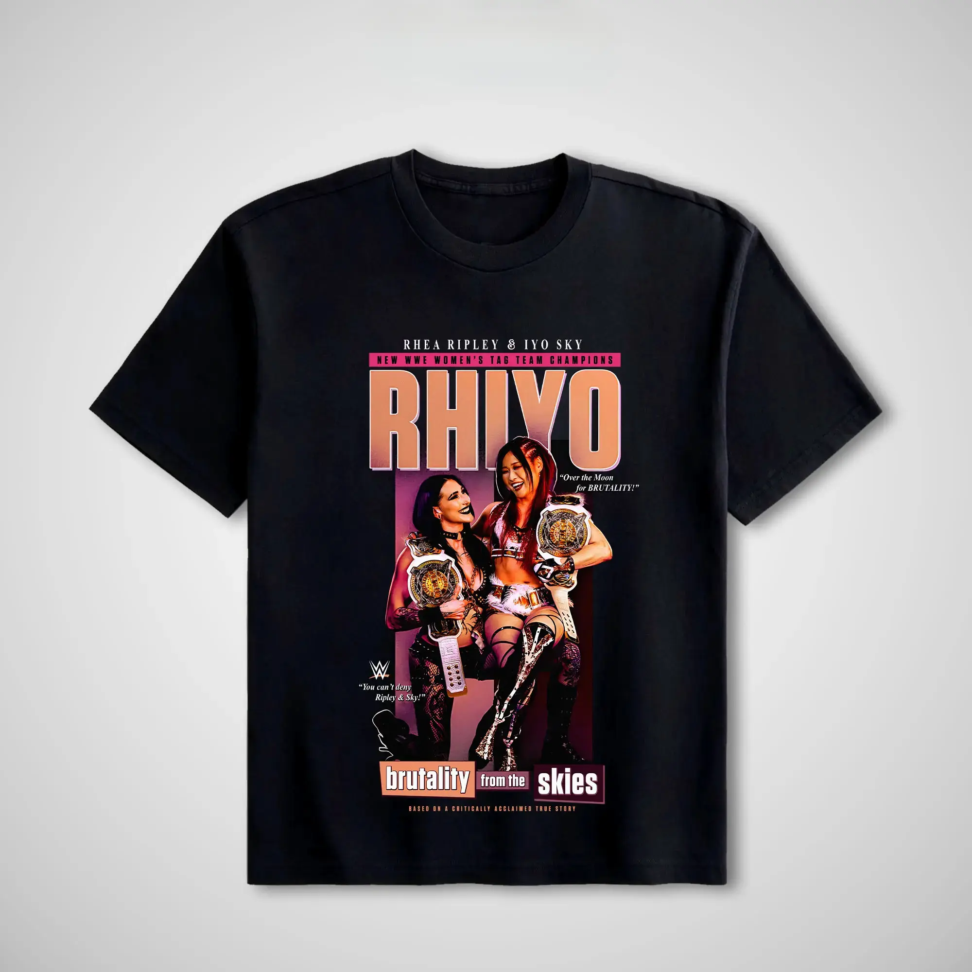 [ ✨ 100% Cotton] Men's Graphic T-Shirt - Unisex Rhea Ripley & Iyo Sky RHIYO Brutality from the Skies Casual Short-Sleeve Round Neck Cotton Streetwear Top, WWE Fans Clothes