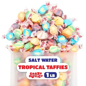 Salt Water Taffy Candy Mix - 1 Pound Bag - Assorted Tropical Fruit Flavors - Chewy Candy Individually Wrapped - Soft Tropical Candy - Old Fashioned Taffies