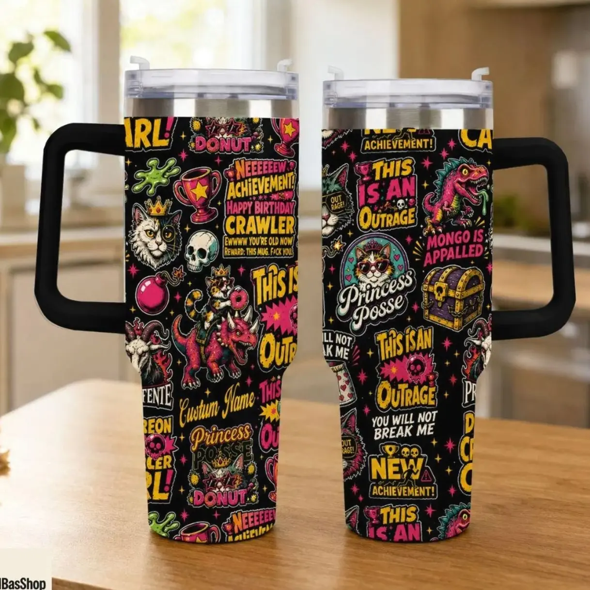 This Is An Outrage Tumbler with Handle/ 20oz Straight Cup, Stainless Steel Colorful Car Cup, New Achievement Donut And Mongo, Dungeon Crawler Carl,  Fantasy Bookish YKEQW