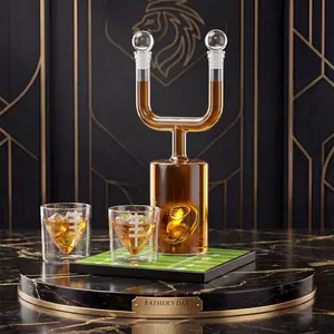 Father's Day Gift, Football Gifts for Men Women, Kollea Whiskey Decanter Sets for Men, 28Oz Football Decanter Set with 2 Glass, Cool Anniversary Birthday New Year Gift Idea for Men Dad Coach Brother, for Super Bowl Home Bar Party Dual Pouring Utensils fat