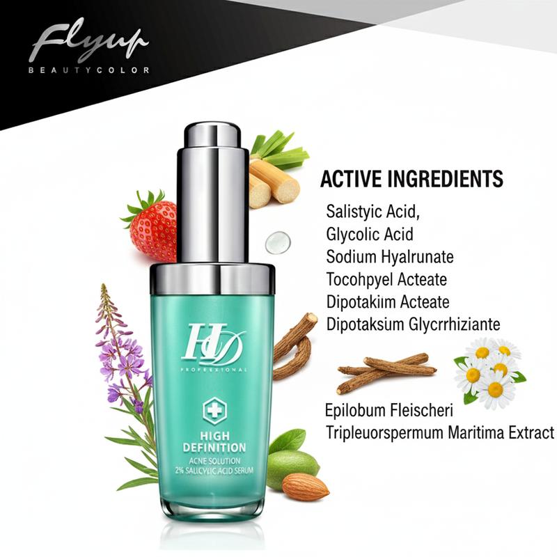 FlyUp HD Acne Solution 2% Salicylic Acid Serum for Skin-Clearing Versatile Use in Serum Form for Various Skin Types 30ml