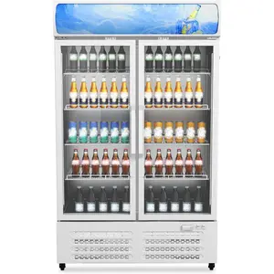 GARVEE Commercial Refrigerator, Display Freezer, 25.3 Cu. Ft. Capacity Vertical Commercial Display Refrigerator with LED Panel, 2 Glass Doors and LED Lights for Home Restaurants and Grocery Stores, White