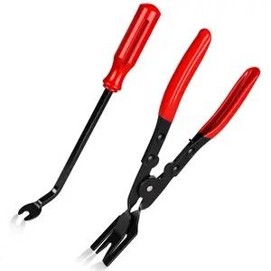 2 Pack Car Clip Plier Fastener Removal Tool，Automobile Interior Upholstery Trim Clip Pliers Remover Tool, Push Pin Pliers Panel Clip Removal Pliers Trim Removal Tool Heavy Duty