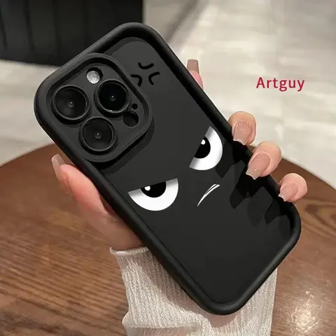 Soft Silicone iPhone Case - 1.2mm Thick, Durable, Anti-Drop, Shockproof, Scratch-Safe Lips Cover Protector, Non-Slip Phone Accessory Gift for iPhone 17 Air,17 Pro Max,16 Pro Max,16E,15 Plus,14,13,12,11,XS,XR,Mini (Angry Gaze Art Fashion)