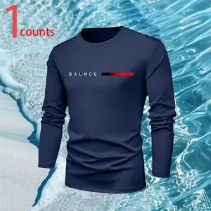 Men's spring-autumn Paris letter-printed round neck long-sleeved T-shirt is a must-have sports essential, serving as perfect Gym Workout Tee, practical Gym Workout Clothes and stylish Gym Apparel for daily training.
