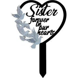 11 inch Metal Sister Memorial Stake Grave Decorations for Cemetery Gravesite Sympathy Markers  Memorial Gifts for Loss of Sister Tombstones Plaque Outdoors Lawn Yard Decor