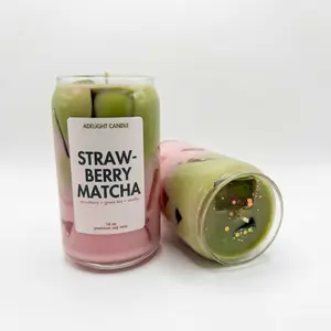 Strawberry Matcha Latte Candle Drink