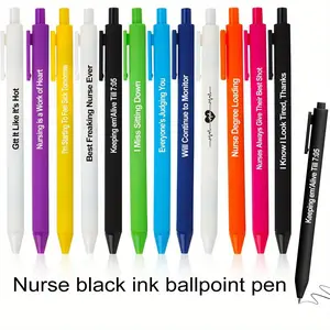 Nurse Black Ink Ballpoint Pen, 12pcs/set Retractable Ballpoint Pen, Writing Pen for Office, Coworkers, and Students, College Student Pen
