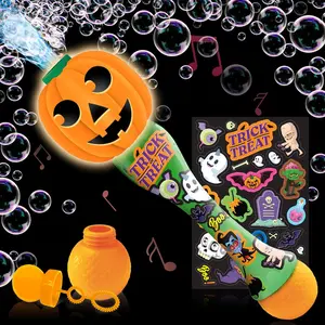 Halloween Bubble Wand for Kids, 14" Light Up Pumpkin Bubble Wand