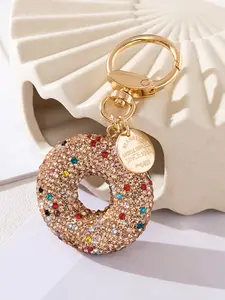 New Donut Shape Keychain with Rhinestones, Perfect Graduation and Back-To-School Gift, Bag Charm, Key Ring, Car Key Holder, Phone Chain, Keychain Accessories, Keychain Jewelry