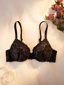Women's bra, underwear, solid color lace design, lightweight and comfortable to wear, gathered, anti-sagging, high-elastic shoulder straps, adjustable breasted, Fit, suitable for daily gatherings and multiple scenes