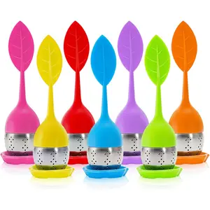 7 Pack   Infuser, Cute Loose Leaf  Steeper, Fine Mesh  Strainer with Drip Tray, Stainless Steel  Filter Ball  Diffuser Steeper for Cup Mug