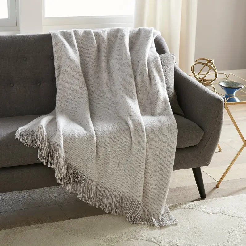 Crafted By Catherine Faux Mohair Throw - 50"x60", Ultra-soft and Luxurious with Fringed Edges