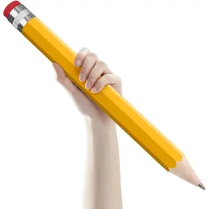Wooden  Pencil for Prop Gifts Decor 14 Inch Funny Big Novelty Pencil with Cap Yellow