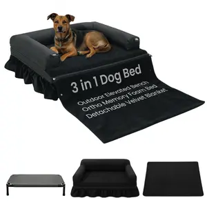 3-in-1 Orthopedic Memory Foam Dog Bed - Washable Cover, Calming Design for Small to Large Dogs, Raised or Flat Use, Plush for Indoors and Outdoors, Travel Friendly (Extra Small)
