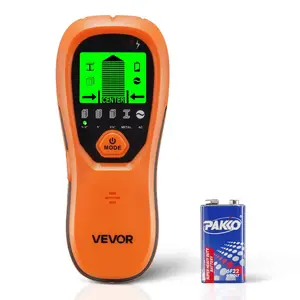 VEVOR Portable 5-in-1 Stud Finder Wall Scanner Tool, Electronic Hardware Wall Stud Detector with Smart Sensor, High-Definition LCD Display, Audio Alarm for Metal Center & Edge, AC Wires, Joists, Pipes, Orange