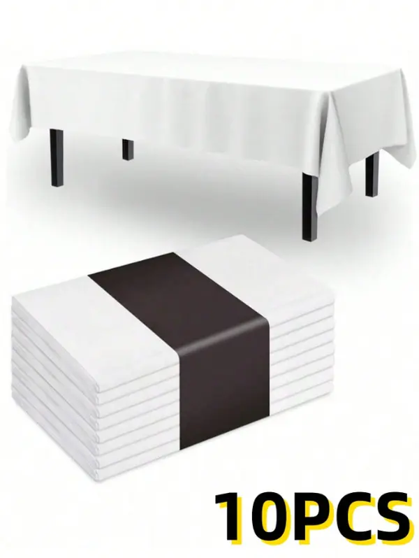 Pomp White 60" x 84" Inch Premium Polyester Tablecloth | Wrinkle + Stain Resistant Easy Care Fabric | Fits 5FT Rectangle Table