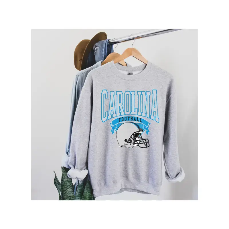 Men's Vintage Grey Cotton Crewneck Long Sleeve Shirt - Comfy Sweatshirt for Touchdown Days