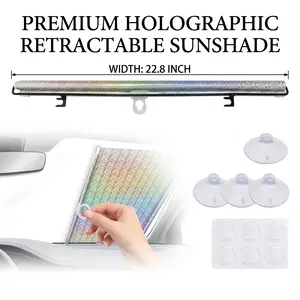 Laser Retractable Car Sun Shade, Auto UV Heat Insulation Cooling Windshield Cover, Easy Suction Fit All Vehicles
