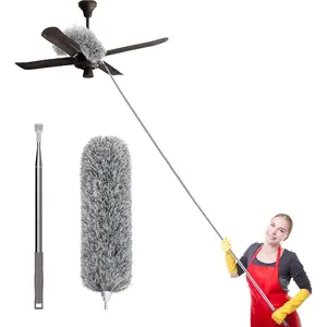Extra-Long Dusters with Extension Pole 100-inch for Cleaning, Bendable Microfiber  Washable Ceiling Fan Duster for High Ceilings, Furniture