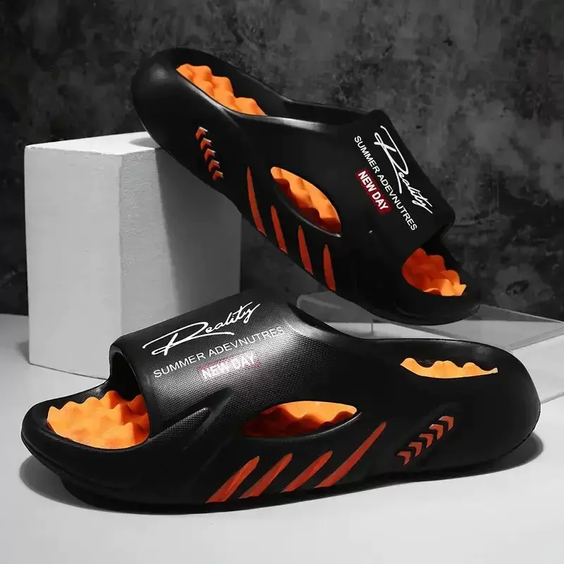 Men's Fashion Slippers with Anti-slip Outsoles, Lightweight Hollow Out EVA Slides with an Acupressure Massage Footbed, Lightweight Breathable Slippers, Anti-Slip Outsoles Men's Fashion Slippers