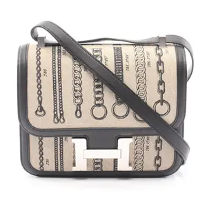 Pre-owned HERMÈS Calfskin Shoulder Bags Hermes Constance3 24 Toile de Camp Veau Swift Shoulder Bag