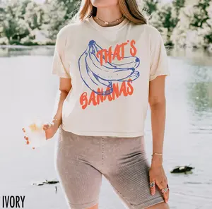 Banana Crop Top Banana Shirt Bananas Cropped Tee Funny Fruit Shirt Vintage Aesthetic Retro Crops Comfort Colors Boxy Tee Women