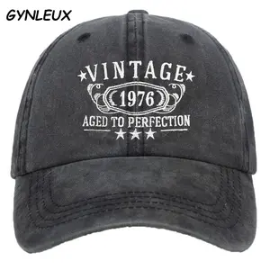 Vintage 1976 Aged To Perfection Edition Embroidered Baseball Cap Retro Distressed Washed Cotton Dad Hat Adjustable Casual Birthday Gift For Men Women 1976 Birth Year Hat