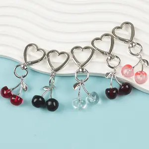 1pc Cute Cherry Keychain, Colorful Fruit Charm, Handmade Heart-Shaped Key Ring, Bag Accessory, Bridesmaid Gift, Christmas Present, Birthday Gift, Keychain Kawaii, Keychain Pendant