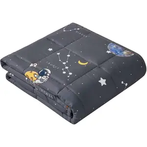 Weighted Blanket for Kids(40"x60" 10lbs), Cooling Blanket for Sleeping, Throw Size Breathable Blanket with Premium Glass Bead (Space Grey)