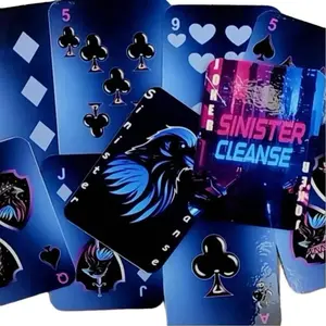 [Collaboration with Gaming Content Creator, TheSinisterCleanse] Sinister Cleanse Custom Handcrafted Holographic Vinyl Accent Playing Cards Deck with Joker High Quality Matte Photo Paper Laminated Plastic Protection Wear Resistant Unique Gamer Accessory