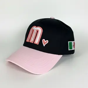 Pink Mexico Trucker Gorra Hat with White Cap Mexico Flag M Design Adjustable Strap Breathable Cotton for Women Men