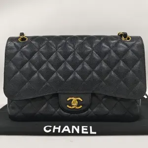 Pre-owned CHANEL leather Shoulder Bags KY02382 Classic Jumbo Double Flap Bag in Black Caviar with Gold Hardware CF 【bf 12z】