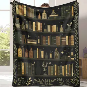 Vintage Bookshelf Throw Blanket, Cozy Library Decor, Soft & Warm Fleece Blanket, Unique Book Lover Gift, Best Selling Novelty Blanket Home Decor