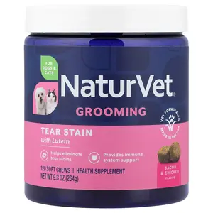 NaturVet Grooming, Tear Stain with Lutein, For Dogs & Cats, Bacon & Chicken, 120 Soft Chews, 9.3 oz (264 g)