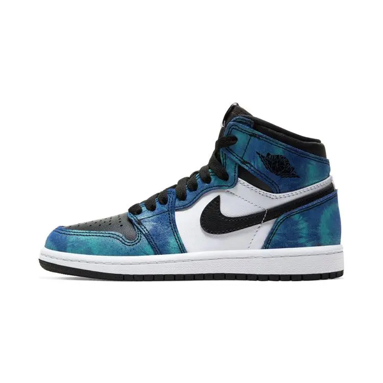 Men's Jordan 1 Retro High-Top OG PS Casual Trainers - Tie Dye Design, Lace-Up Closure