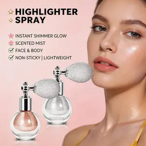 Glitter Spray Highlighter for Face & Body Instant Shimmer Non-Sticky Scented Mist with 3 Versatile Shades for All Skin Types Clear Blend Lightweight