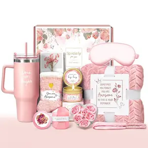 Ready-to-Gift Hug in a Box Self Care Package for Her, All-in-One Cozy Comfort Gift Set with Blanket, Tumbler, Candle, Eye Mask & Socks, Perfect for Sympathy, Get Well, Birthday, Long Distance, Just Because, No Assembly Required