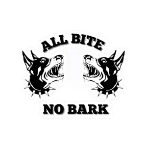 All Bite - 2”x2”, 3”x3”, 4”x4”, 6”x6” Black & White Sticker