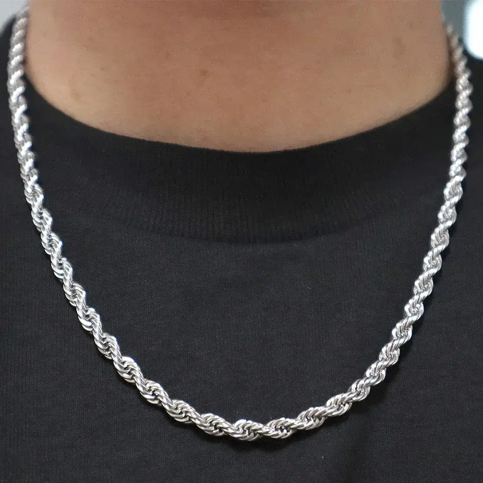 Necklace for Women & Men, 4mm 925 Sterling Silver Plated Cuban Link Chain, Stackable Hypoallergenic Waterproof Jewelry Gift, 20-24 Inch, Stackable Cuban Link, Necklaces For Women, Men's Jewelry, Waterproof Wear, Hypoallergenic Fit, Choker, Chains, Silver,