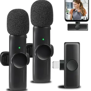 Wireless Lavalier Microphone, Rechargeable Wireless Microphone, Cordless Omnidirectional Condenser Recording Mic for Video Recording, Teaching, Interviews, Podcast Equipment, Vlogging Equipment