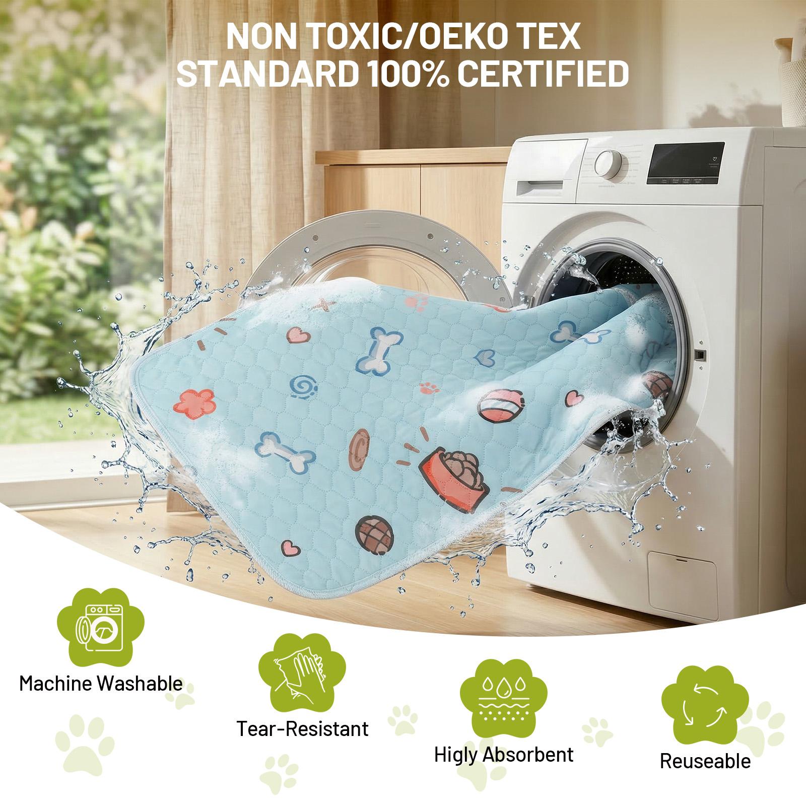 Washable Pee Pads for Dogs, 2-Pack Reusable Absorbent Training Pads for Puppies, Non-Slip Potty Pads, Playpen, Crate, Mattress, Multiple Sizes