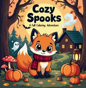 Cozy Spooks: A Fall Coloring Adventure Book + Cardstock Protective Sheet