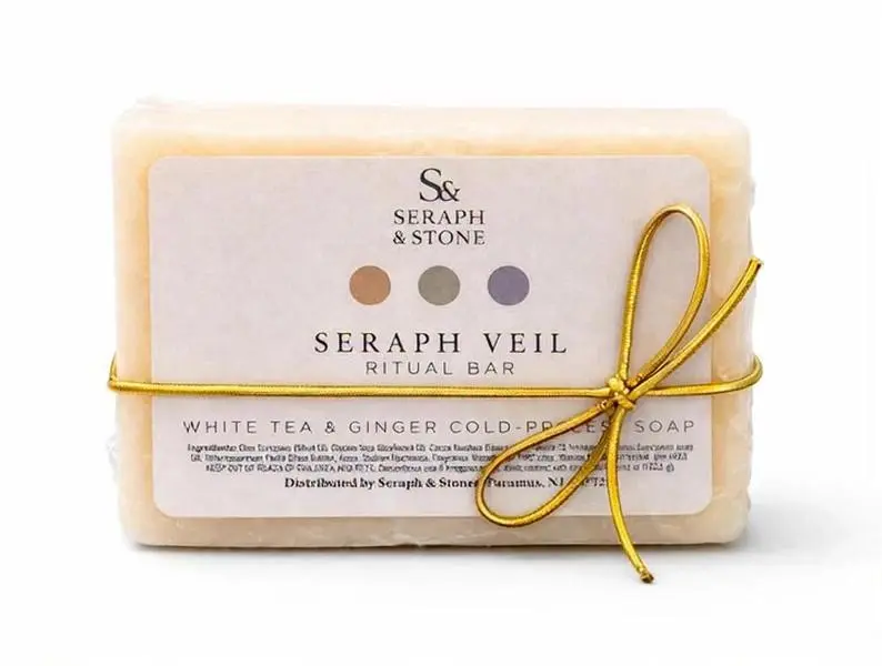 Seraph Veil Ritual Bar | Gentle Cleansing Soap for Soft, Balanced Skin | White Tea & Ginger Bar Soap Aroma Body Care