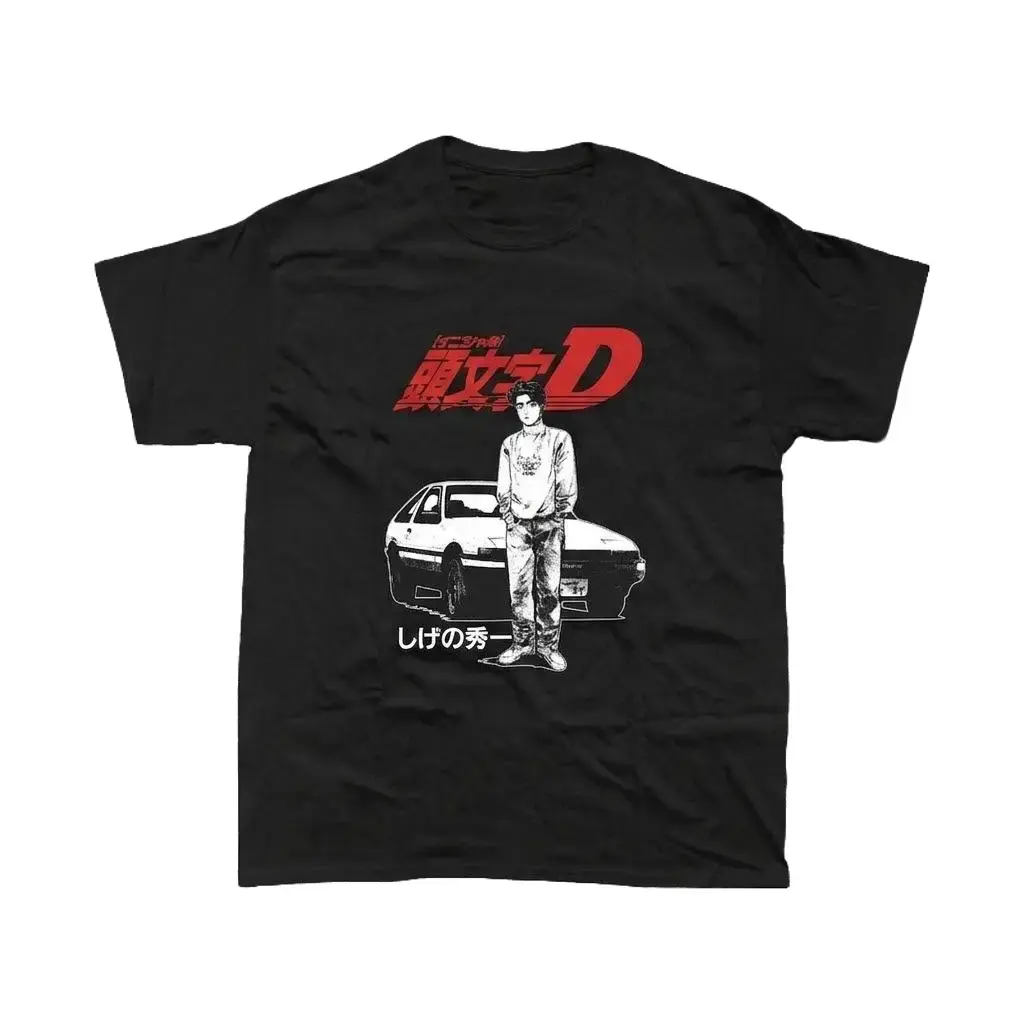 Men's Oversized Short-Sleeve Sporty Sports Top - Classic Casual Round Neck, Initial D 1st Volume Graphic, 90s Anime Vintage JDM Car Streetwear Gym Shirt, Ideal Gift for Anime Fans, Sporty Sports Tops