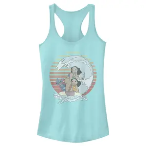 Juniors Womens Lilo & Stitch Hang 10 Racerback Tank Top